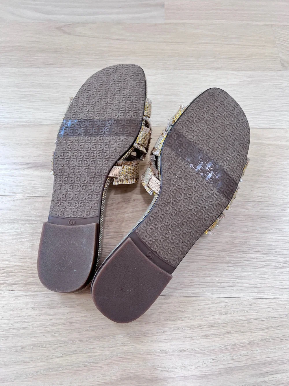 Sam Edelman Bay Fray Emblem Slide Sandals Frayed Emblem Size 6.5M NWOB